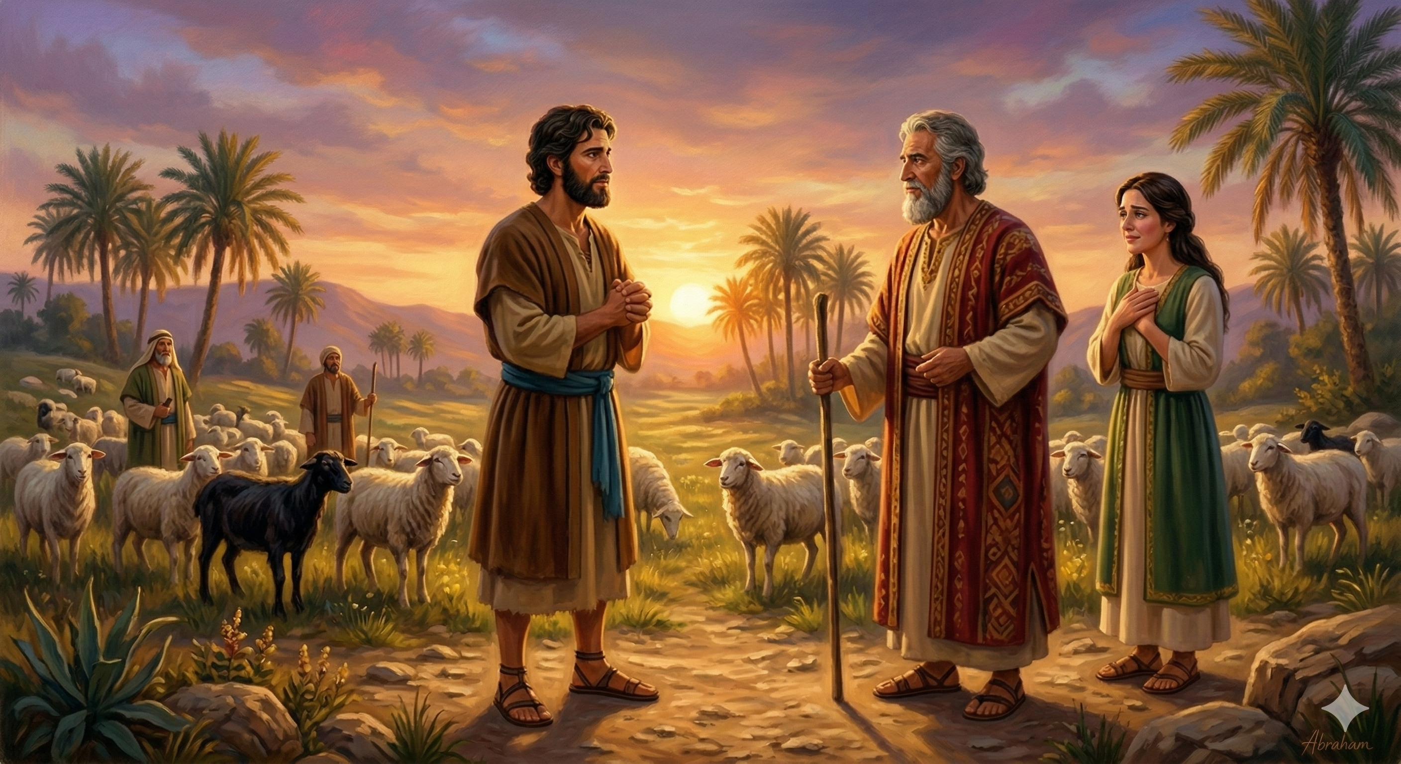 야곱이 라헬을 위해 7년을 더 섬기겠다고 결심하는 장면