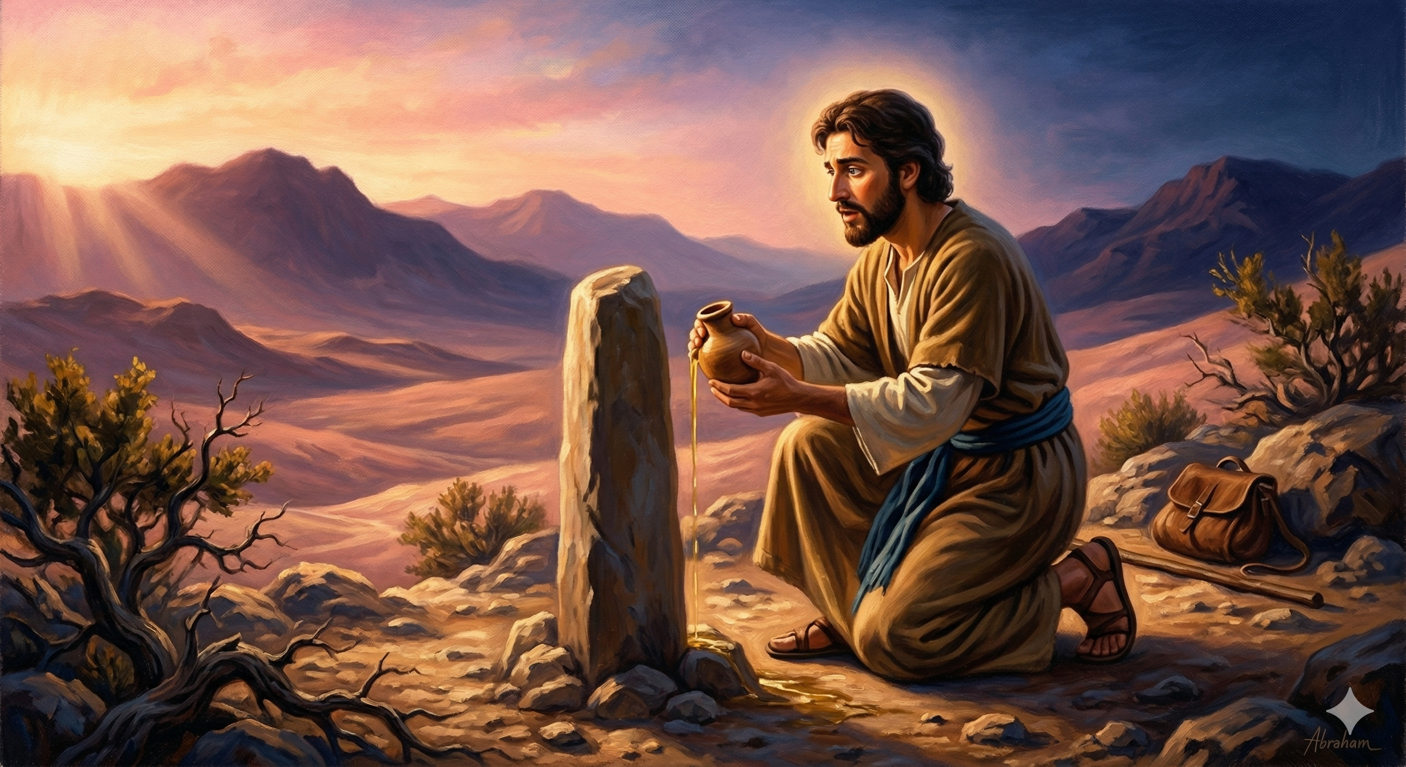 돌기둥에 기름을 붓는 야곱