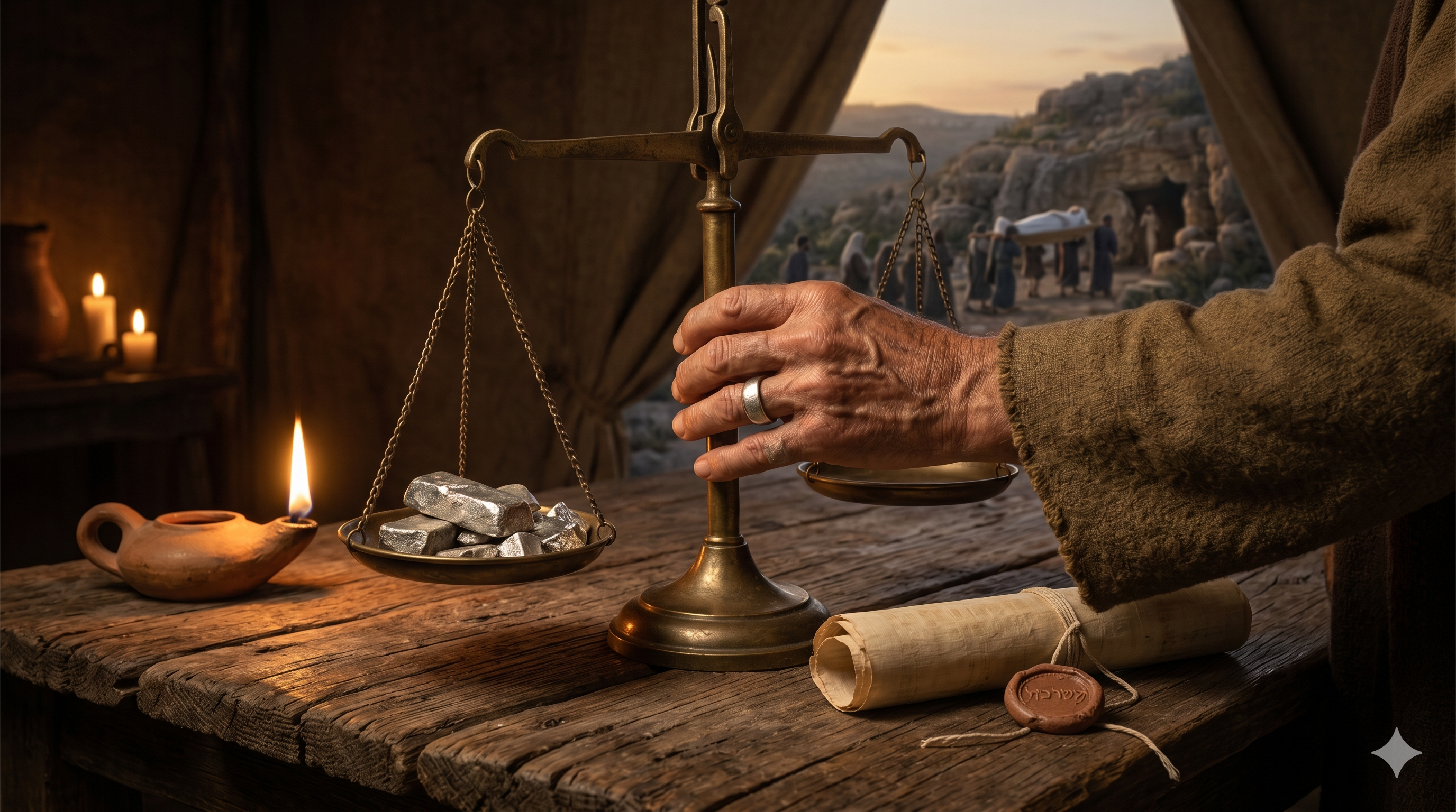 막벨라의 굴, 사라의 관이 내려지는 황혼의 들판