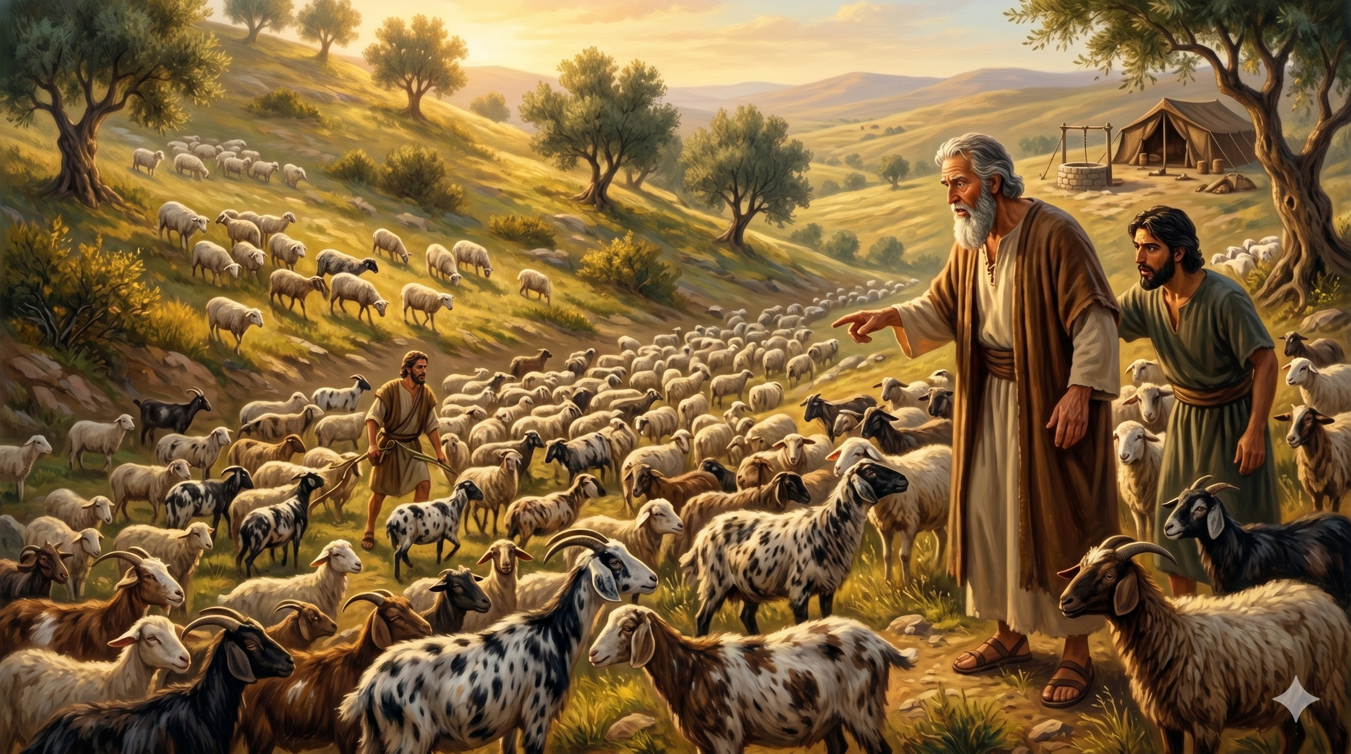 늘어나는 야곱의 양 떼를 바라보는 라반