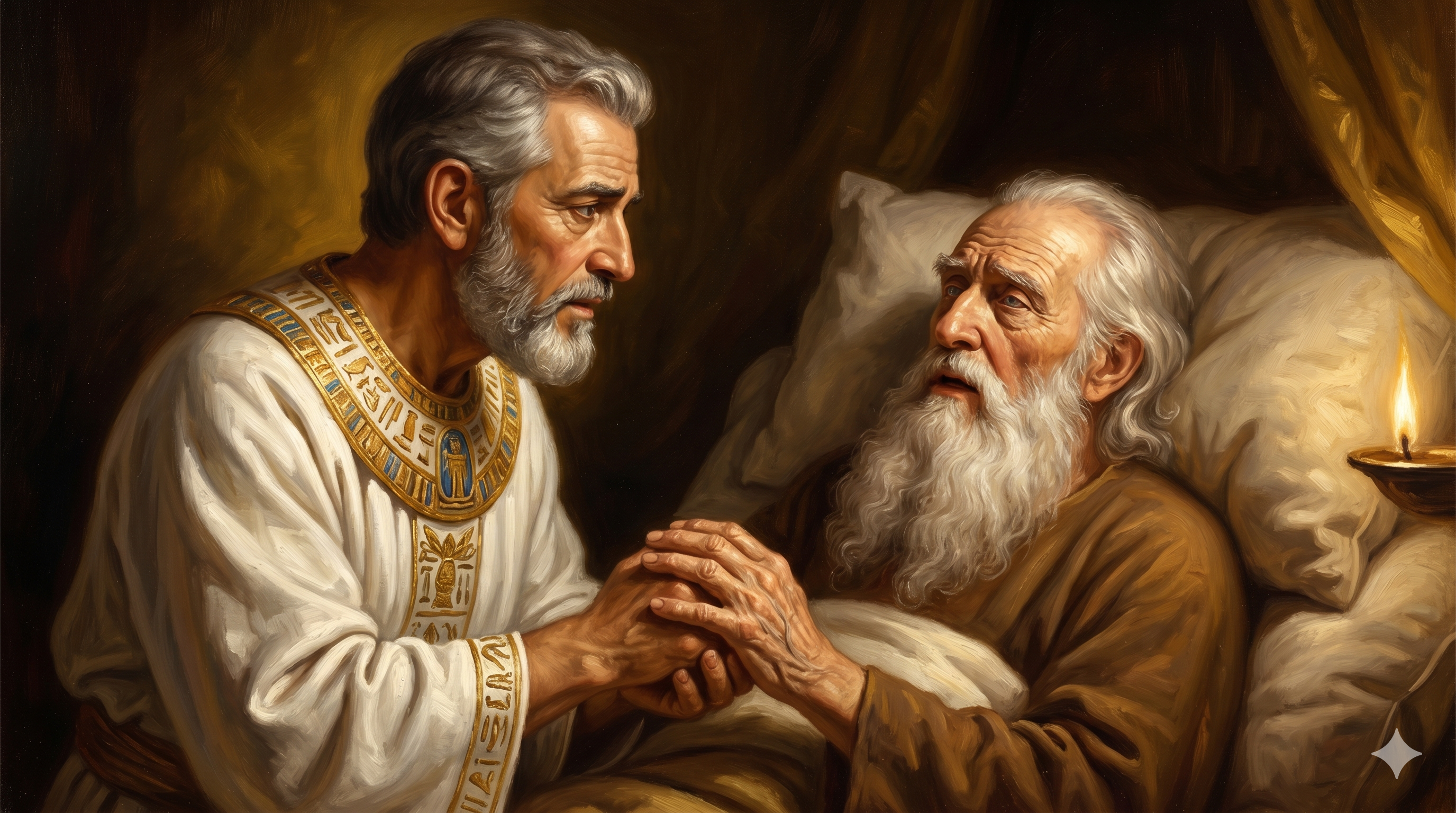 요셉이 아버지의 손을 바로잡으려는 순간